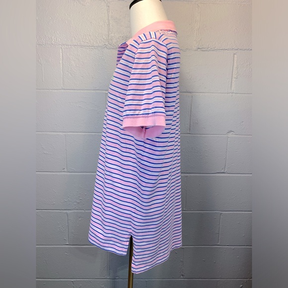 Polo Ralph Lauren Men's Blue White Pink Striped Short Sleeve Polo Shirt Medium - Picture 2 of 5
